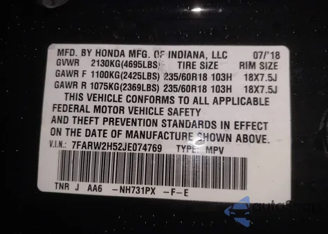 2018 Honda Cr-V Ex from USA, damaged, VIN 7FARW2H52JE074769